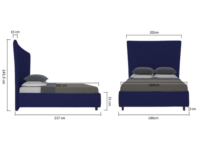 Кровать QuickSand 160х200 Велюр Синий Р