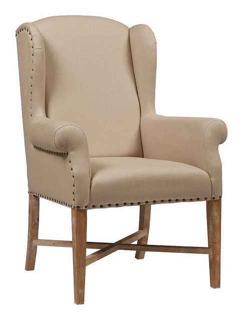 Кресло French Wing Chair Кремовый Лен