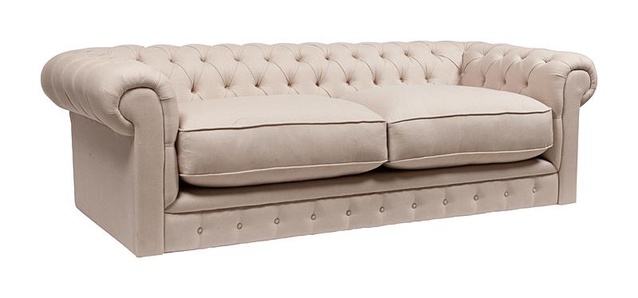 Диван The Pettite Kensington Upholstered Sofa Кремовый Лен