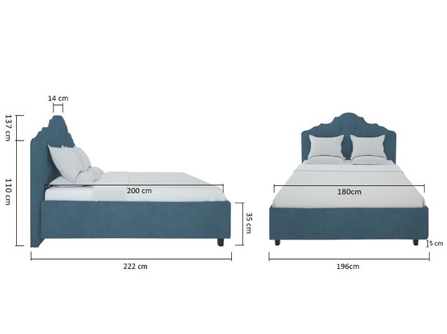 Кровать Palace 180х200 Велюр Морская волна Р