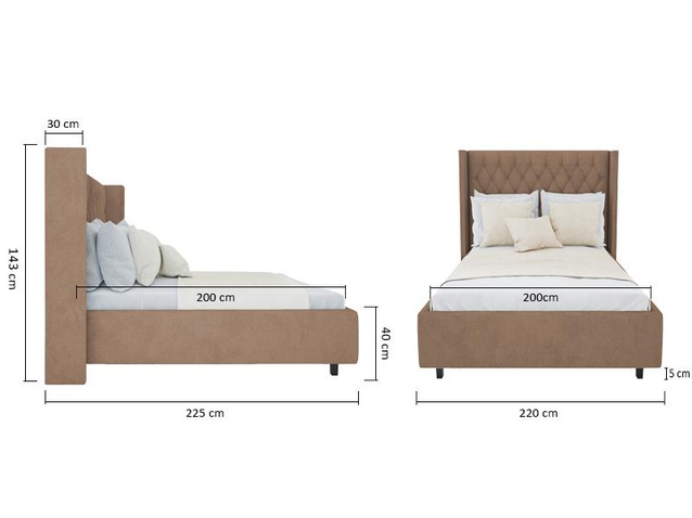 Кровать Wing-2 200х200 Велюр Светло-коричневый Р