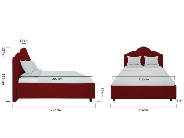 Кровать Palace 200х200 Велюр Красный Р