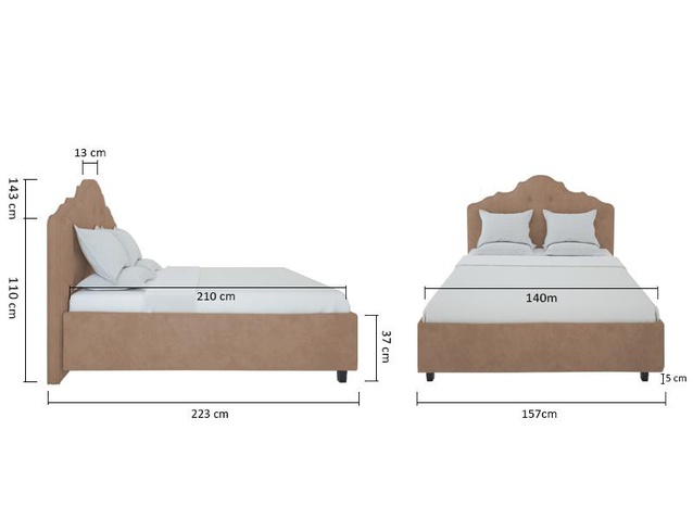 Кровать Palace 140х200 Велюр Светло-коричневый Р
