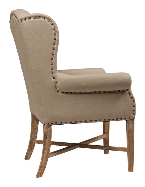 Кресло French Wing Chair Кремовый Лен