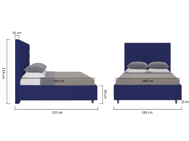 Кровать Shining Modern 180х200 Велюр Синий