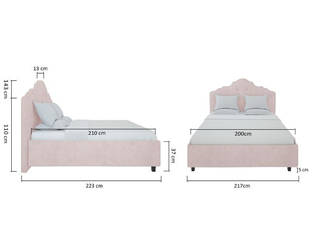 Кровать Palace 200х200 Велюр Пыльная роза Р