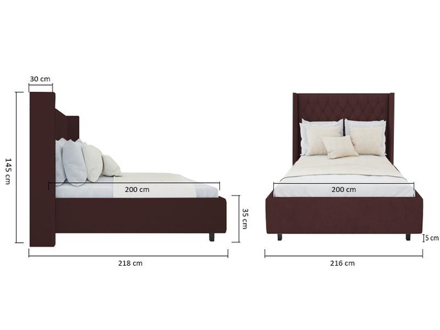 Кровать Wing-2 200х200 Велюр Коричневый Р